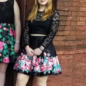 Black floral homecoming dress